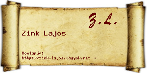 Zink Lajos névjegykártya